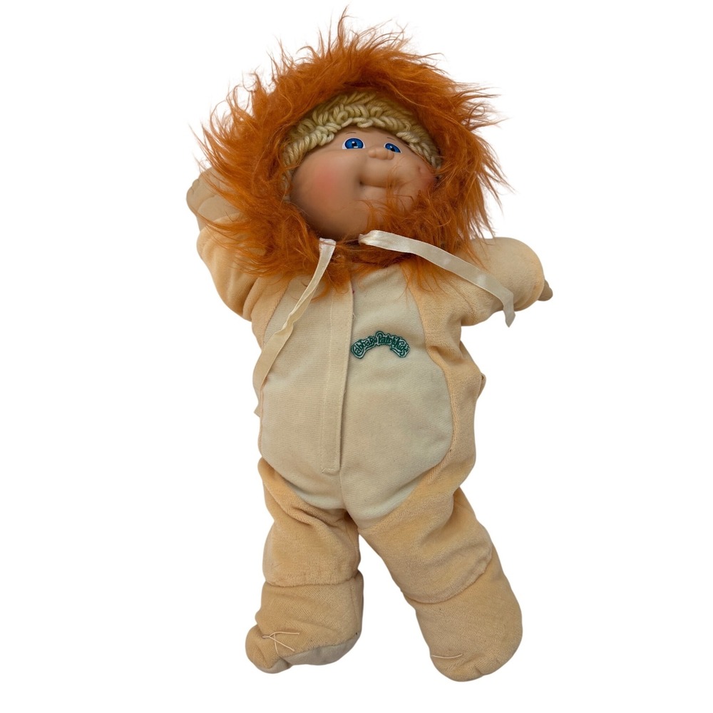 Cabbage Patch Kids Cuties Lion Plush Doll Blonde Yarn Hair Blue Eyes 16 Inch